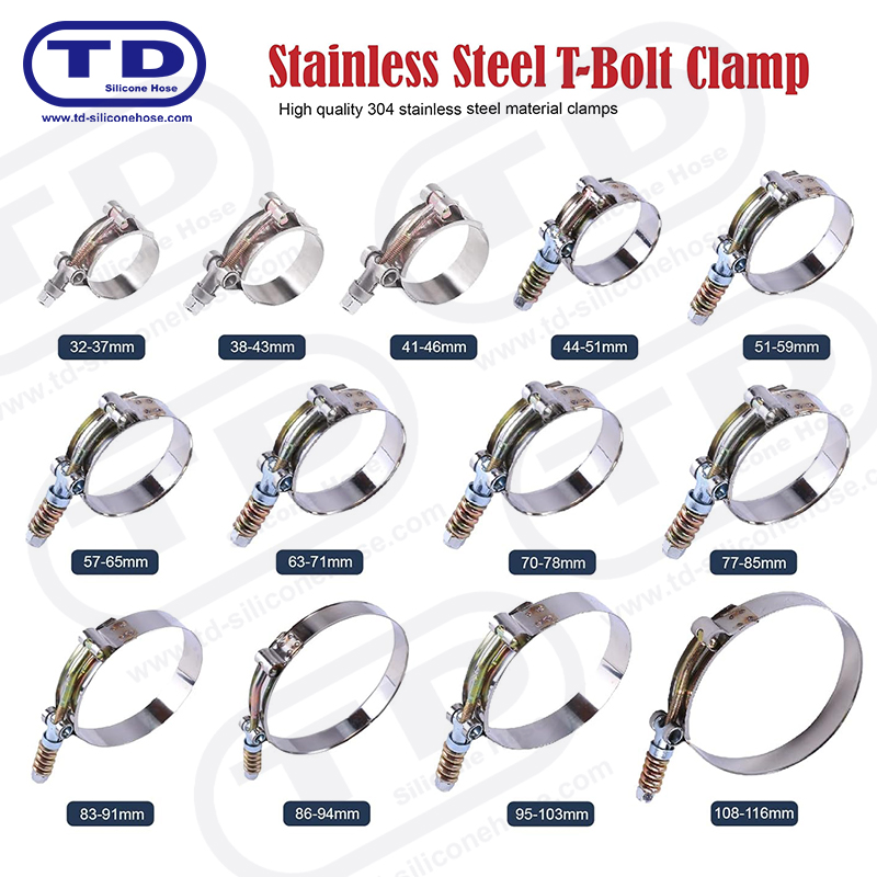 Pegas yang diperkuat klem selang silikon T-bolt