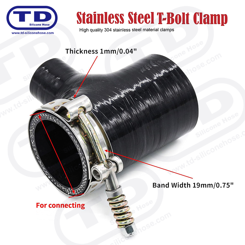 Pegas yang diperkuat klem selang silikon T-bolt