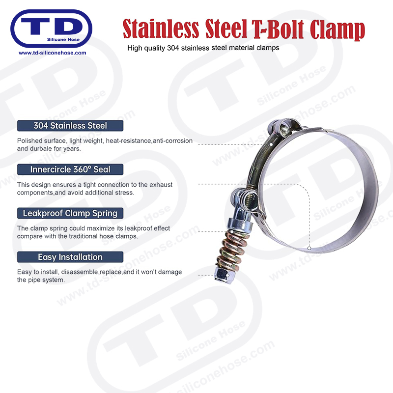 Pegas yang diperkuat klem selang silikon T-bolt