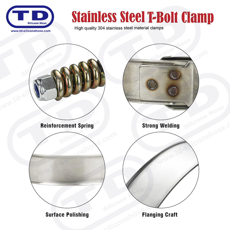 Pegas yang diperkuat klem selang silikon T-bolt