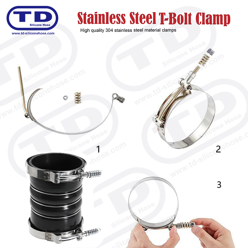 Pegas yang diperkuat klem selang silikon T-bolt