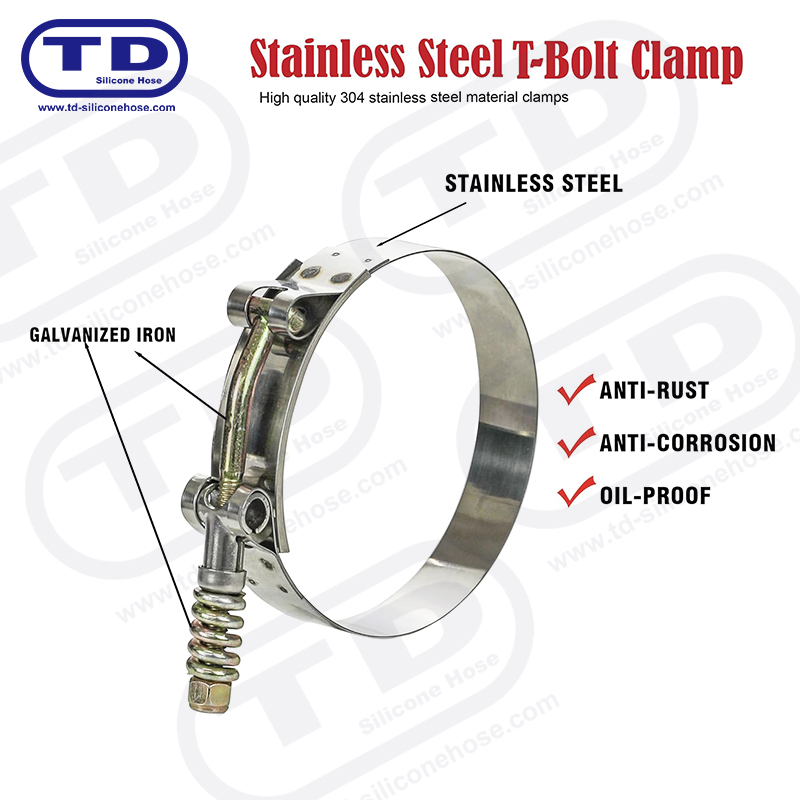 Pegas yang diperkuat klem selang silikon T-bolt
